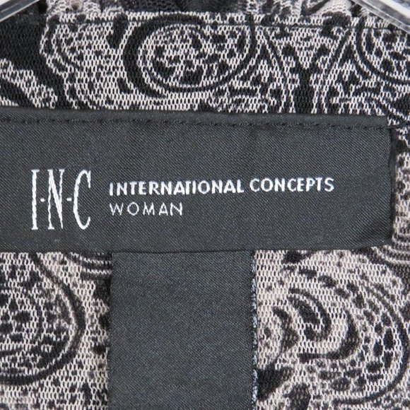 I-N-C* Women's Short Sleeve Low‎ V-Neck Button Down Ruffled Blouse~ Size 1X - Picture 3 of 13